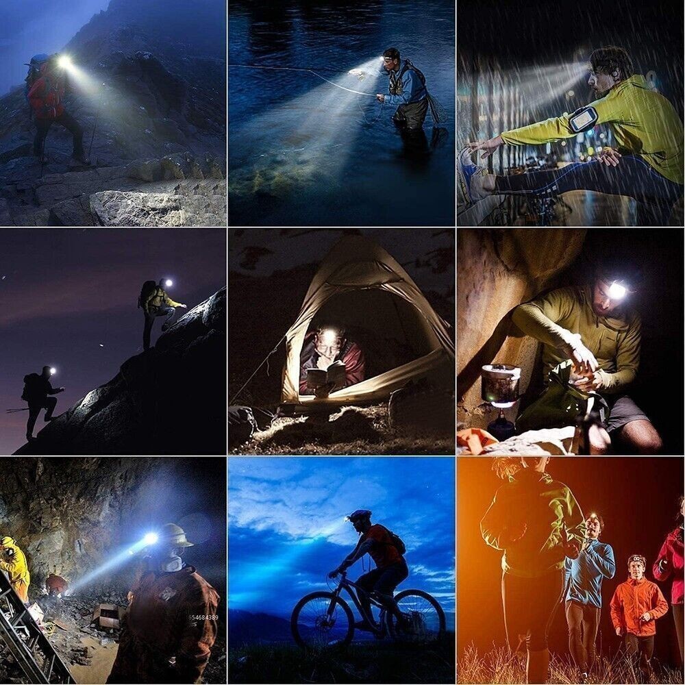 2 Pack USB Rechargeable Waterproof LED Headlamp Headlight Head Light Flashlight