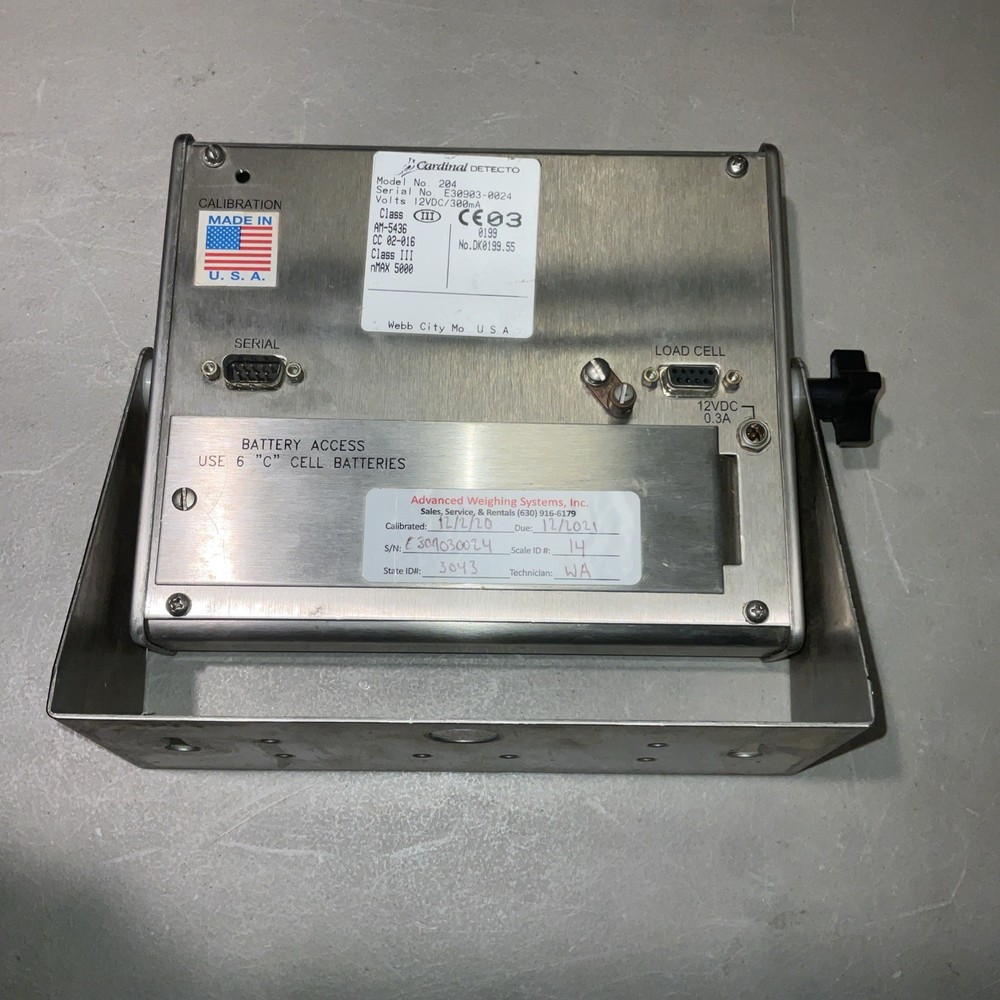 Cardinal Scale Model 204 weight indicator, 5000 lbs capacity