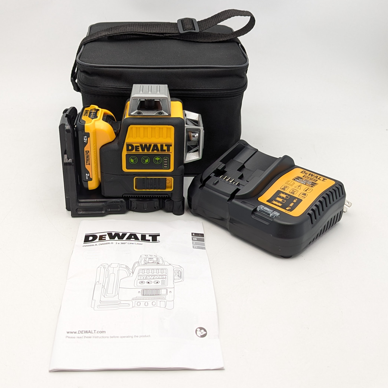 Dewalt DW089LG Laser 3 x 360 12V MAX Green Laser Level w/Battery (089LG) Yellow