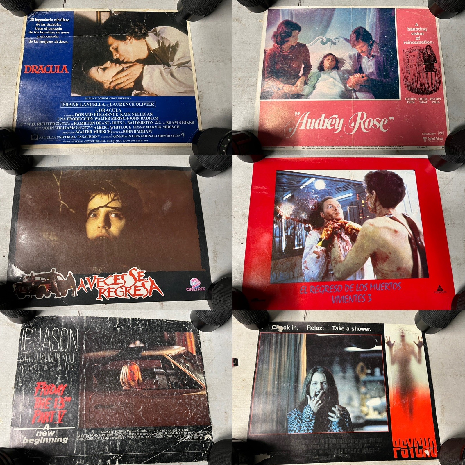 Lot Of 6 Horror Lobby Card Posters Friday The 13th Audrey Rose Psycho Dracula