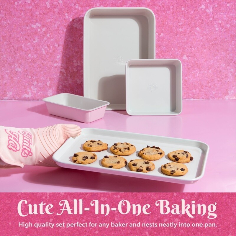 4 Piece Nested Bakeware Set Nonstick Easy Cleanup Heavy Duty Kitchen Essentials