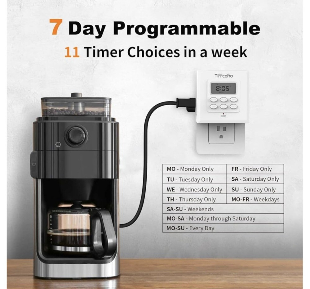 Indoor Digital Light Timer, 7 Day Programmable Plug in Outlet 2...