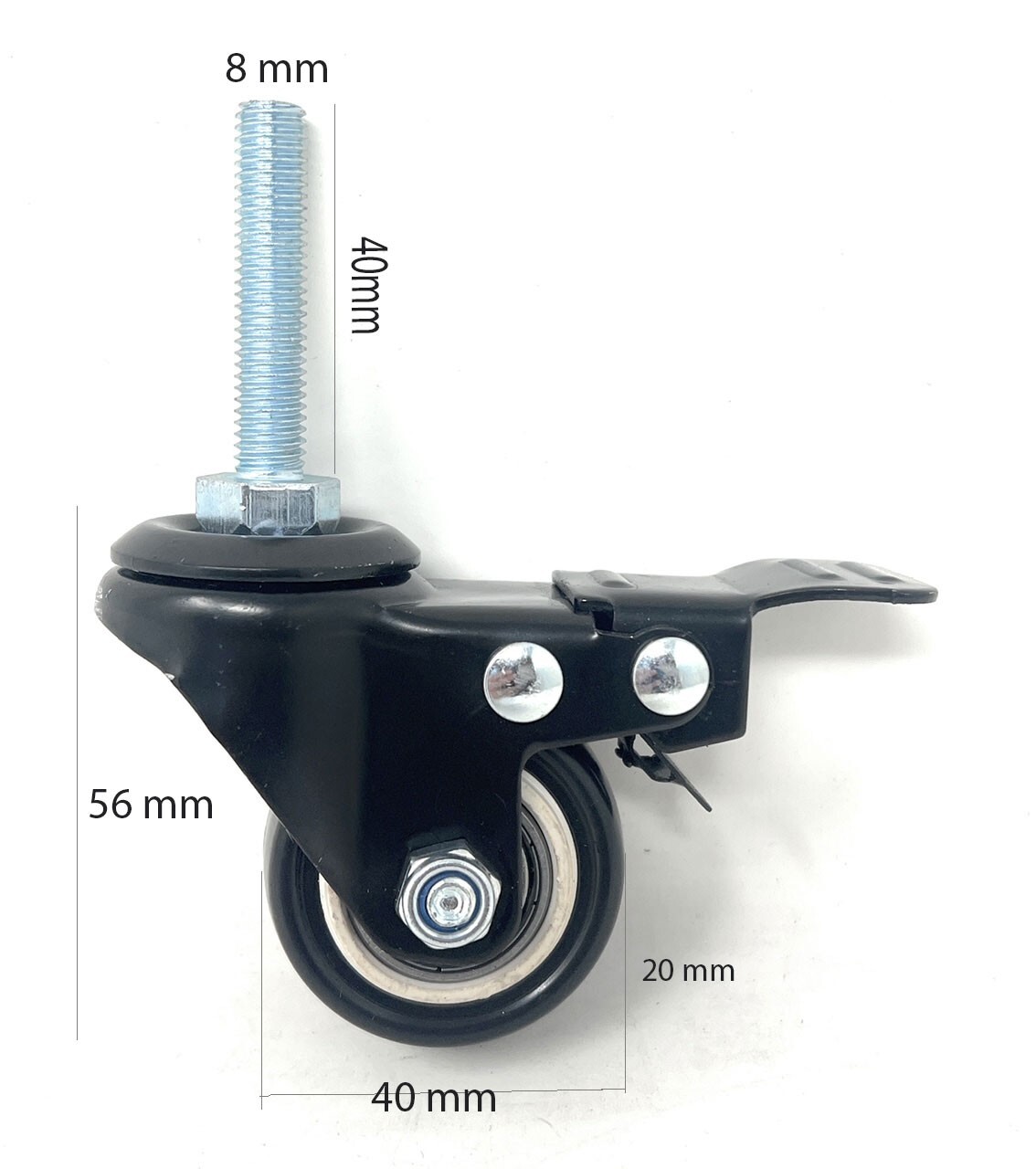Set of 4 Casters Heavy Duty 1.5" Swivel Threaded Stem Caster Wheels with Lock