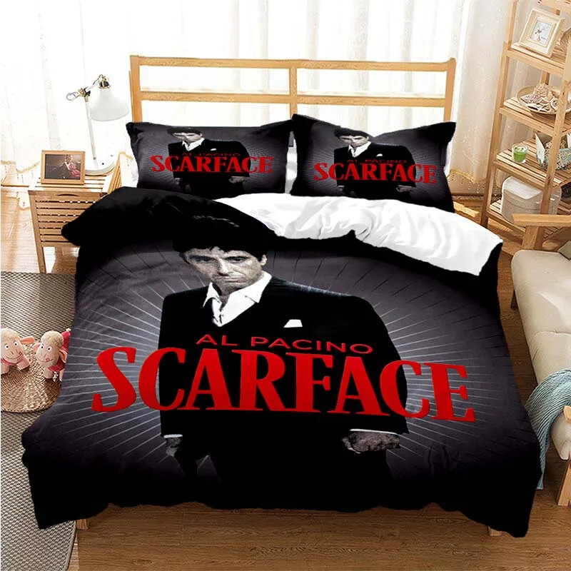 Tony Montana Scarfaces Bedding Set Duvet Cover Pillowcase Bed Kids Adult Home