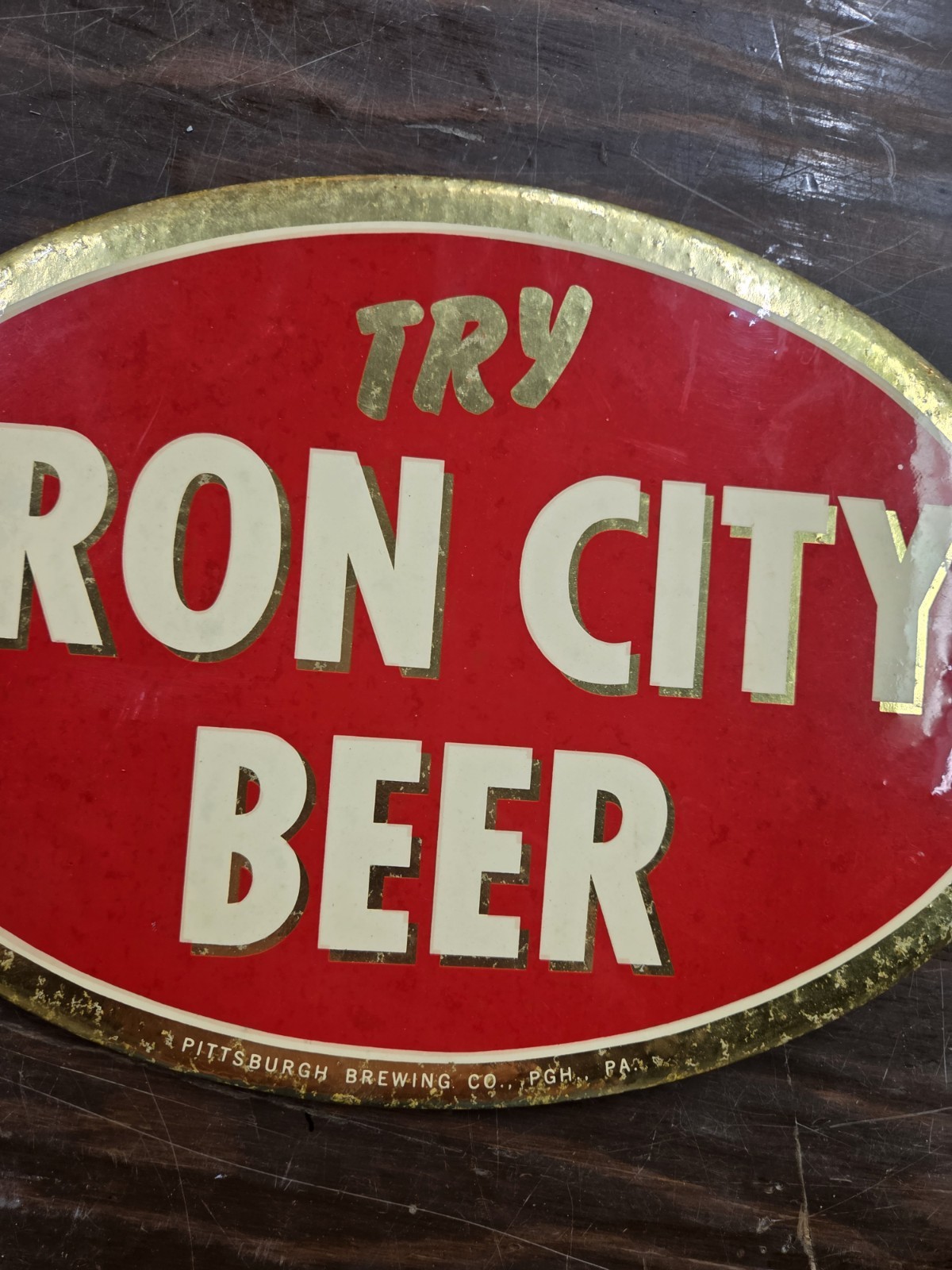 RARE ORIGINAL PITTSBURGH BREWING COMPANY SIGN Try Iron CITY BEER BREWERY BAR