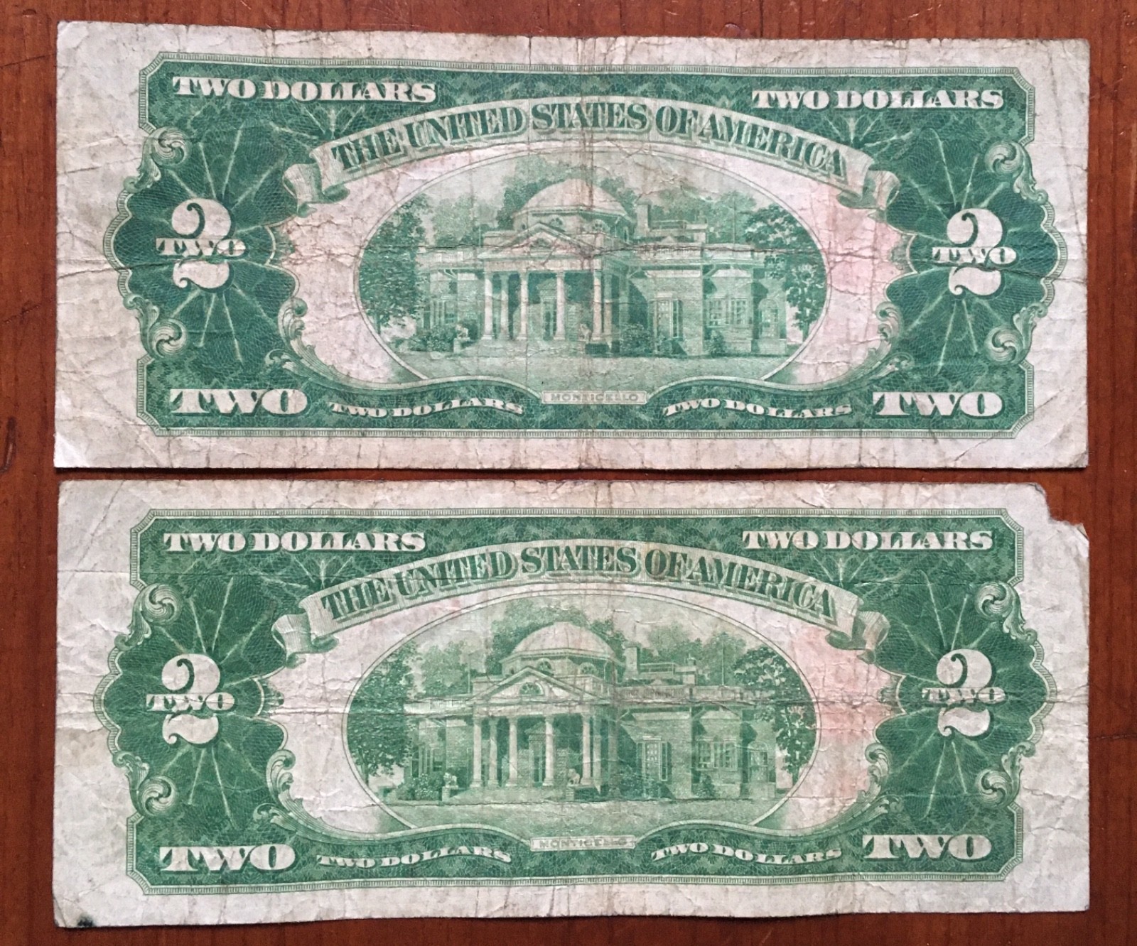 1928 $2 Set of 2 Fr 1501 *Scarce 1928 Plain* *First Small Size Notes*