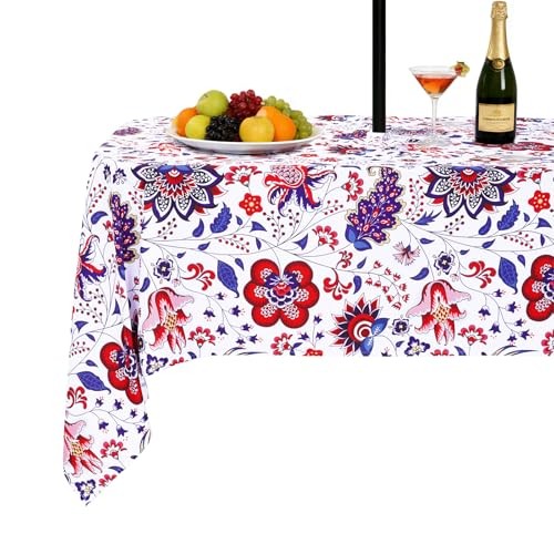 Rectangle Outdoor Tablecloth with 84" x 60" (Rectangular) Gorgeous Flowers