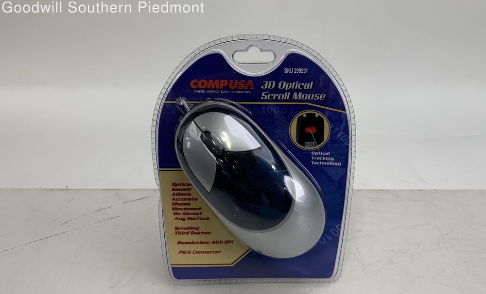 CompUSA 299291 3D Optical Scroll Mouse PS/2 Wired - New