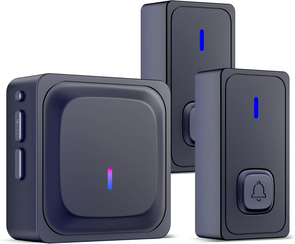 BN-LINK Wireless Doorbell with 2 Buttons, Mini Waterproof Door Bell Easy Install