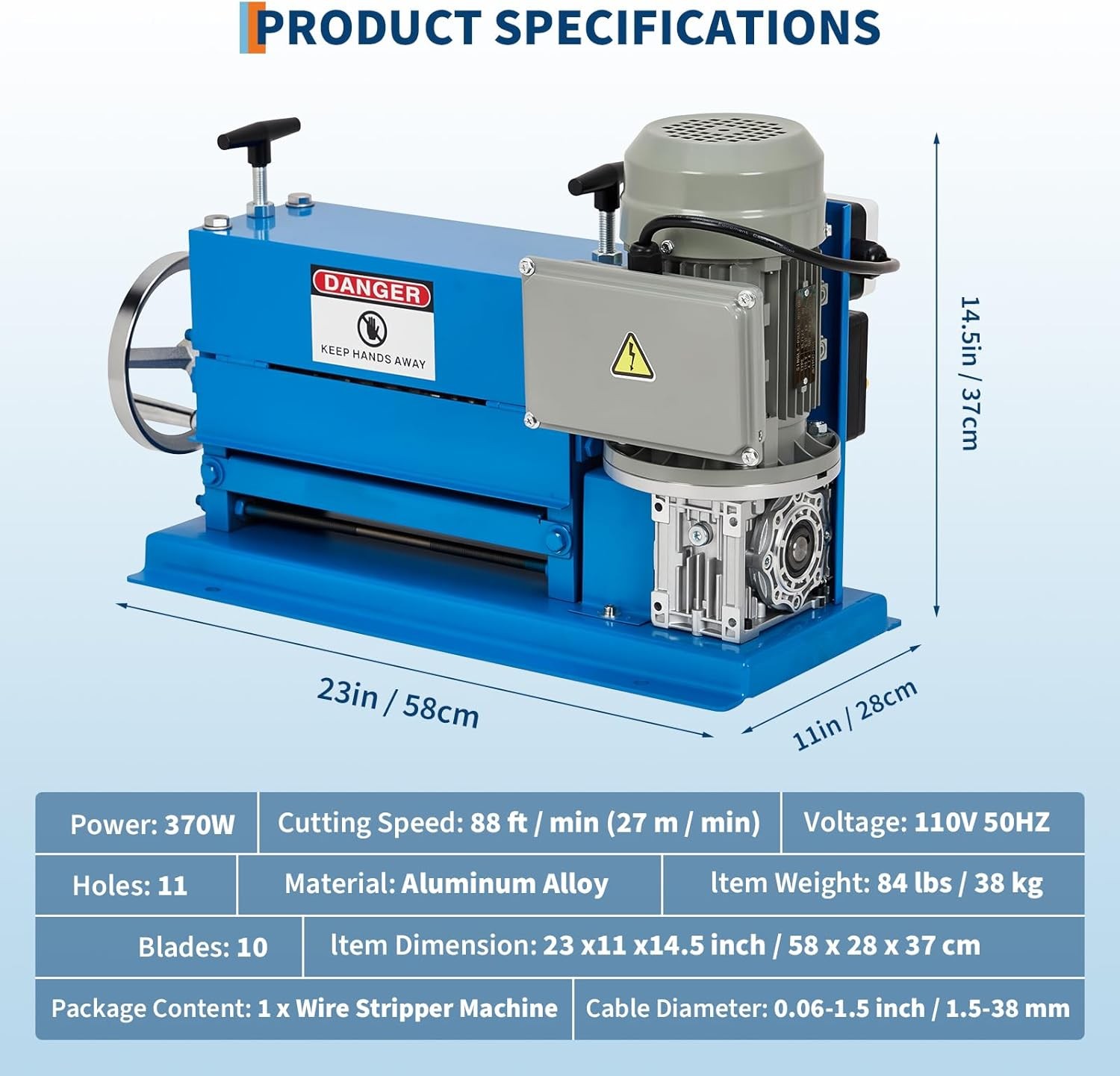 Electric Industrial Wire Scrap Cable Stripping Stripper Machine Portable 370W