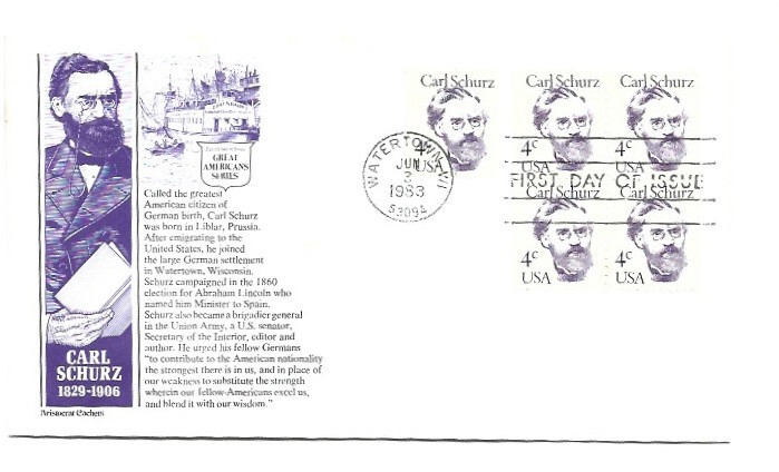 1847 4c Carl Schurz Aristocrat Cachets FDC