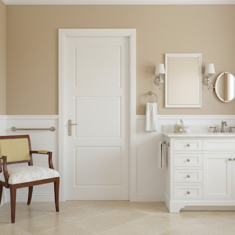 32''x80''3-Panel Solid Core Prehung Interior Door -Pantry/French No Hardware Kit