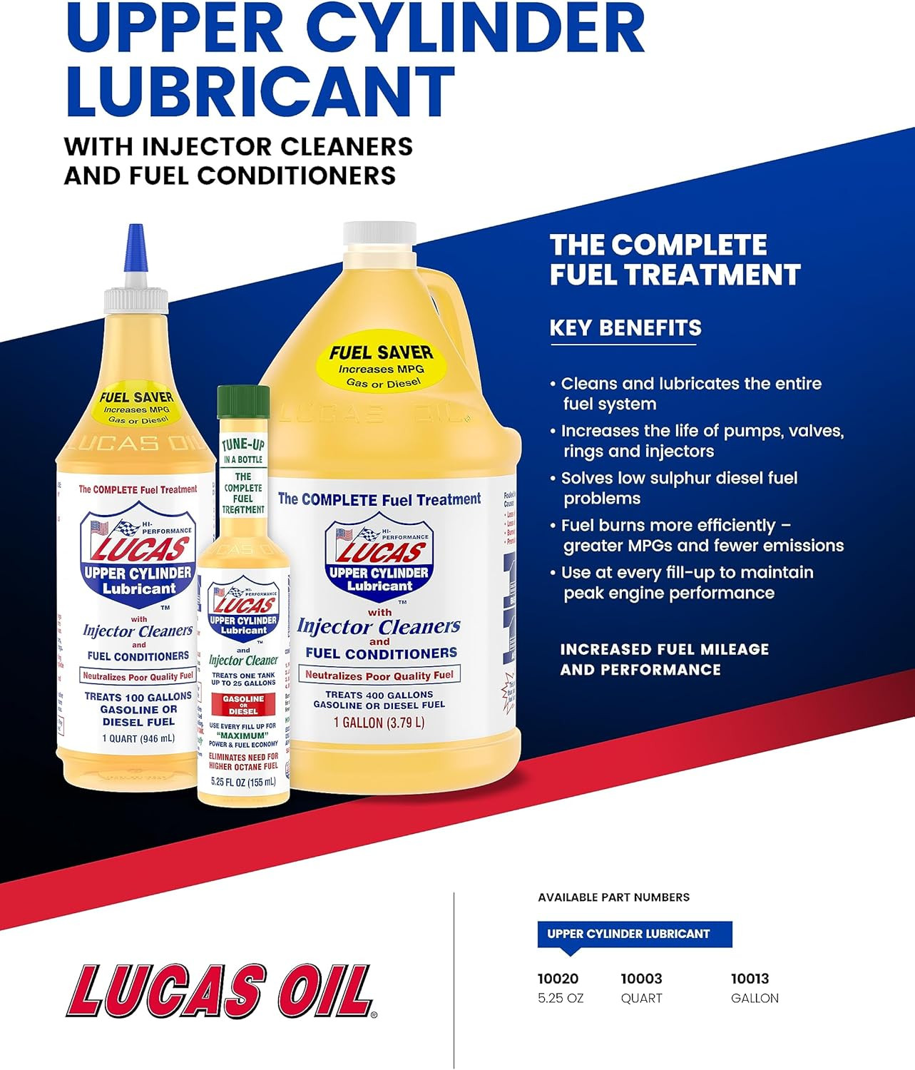 Lucas Oil 10013 Injector Cleaner Fuel Treatment Gas & Diesel Engine (1 Gallon)