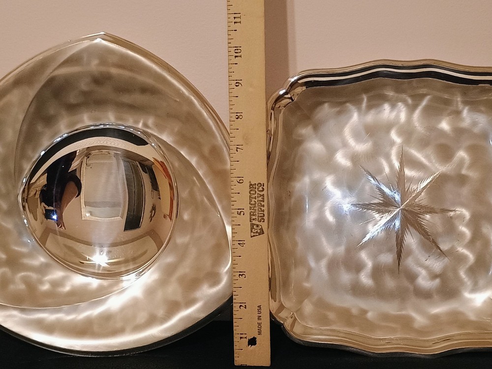 2 WMF-IKORA GERMANY SHINY SILVERPLATED TRAYS 9.5"& 10.5"