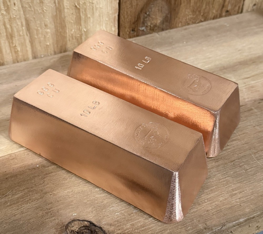 10 Lb .999 Solid Copper Bar | Hand Poured Copper Bullion
