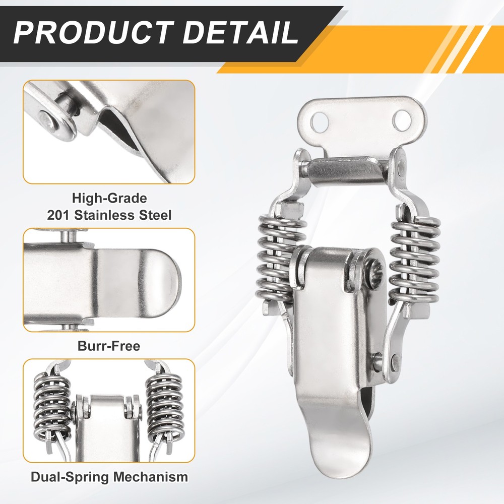 Stainless Steel Spring Loaded Toggle Latch, (S,Silver) (2 Pcs)