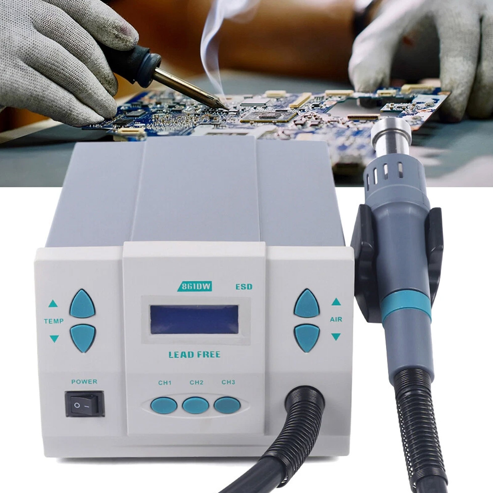861DW Heat Gun Digital Display Station,Hot Air Rework Station Soldering 1000W