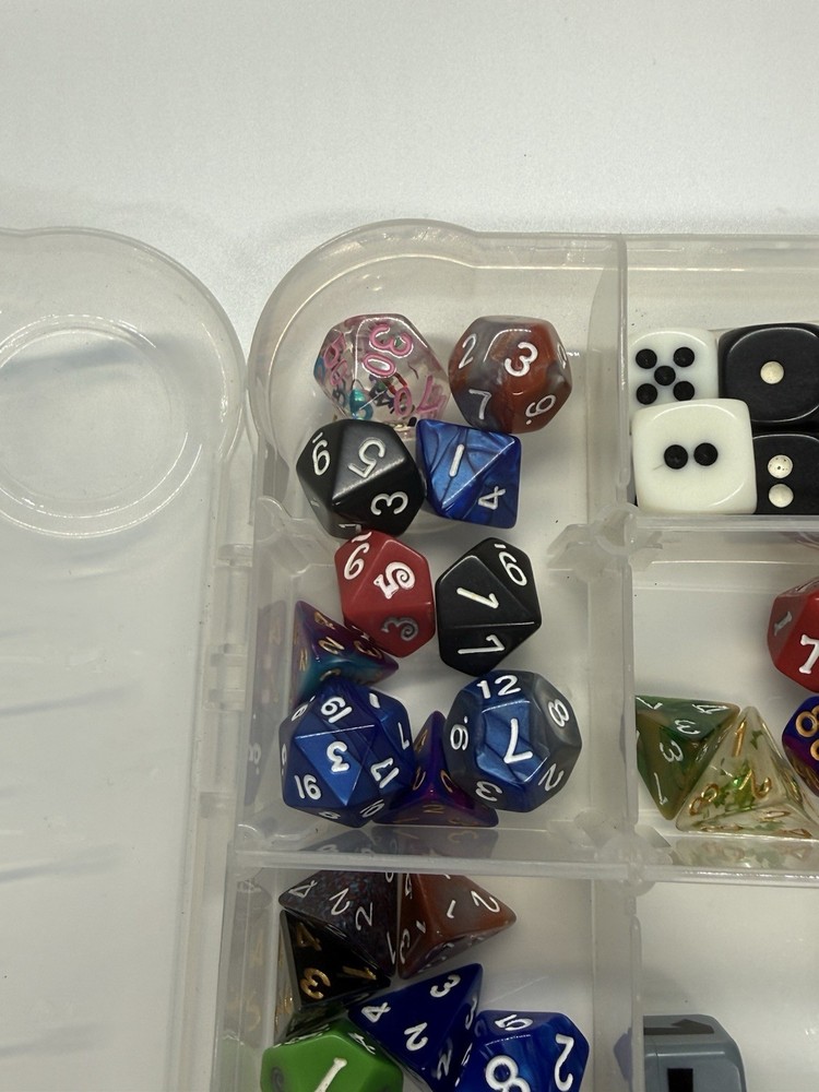 Huge Mixed Dice Lot RPG D&D Polyhedral Assorted Colors + Case Bundle