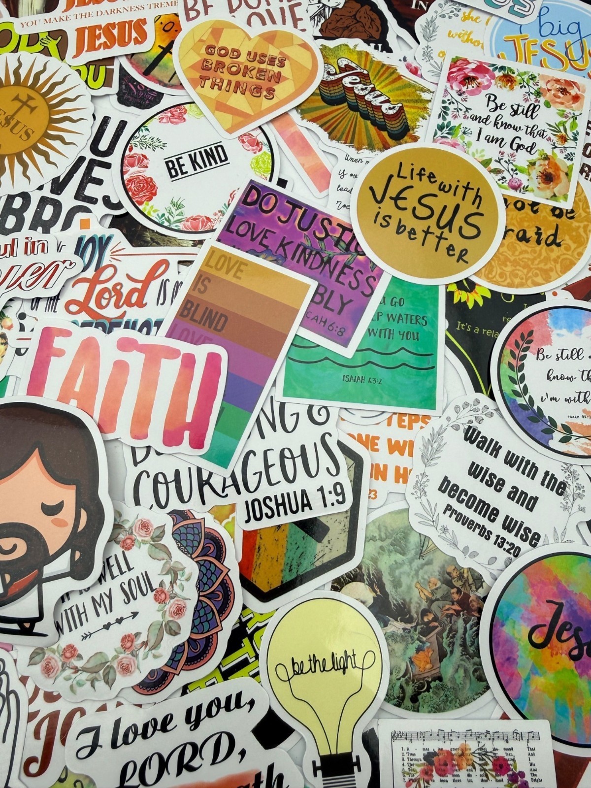 20 Stickers Christian Faith God Jesus Motivational Designs Journals Laptops Gift