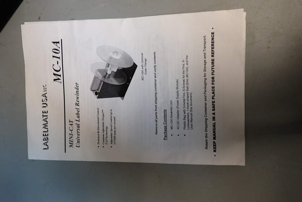 Label Mate MC-10A Universal External Rewinder