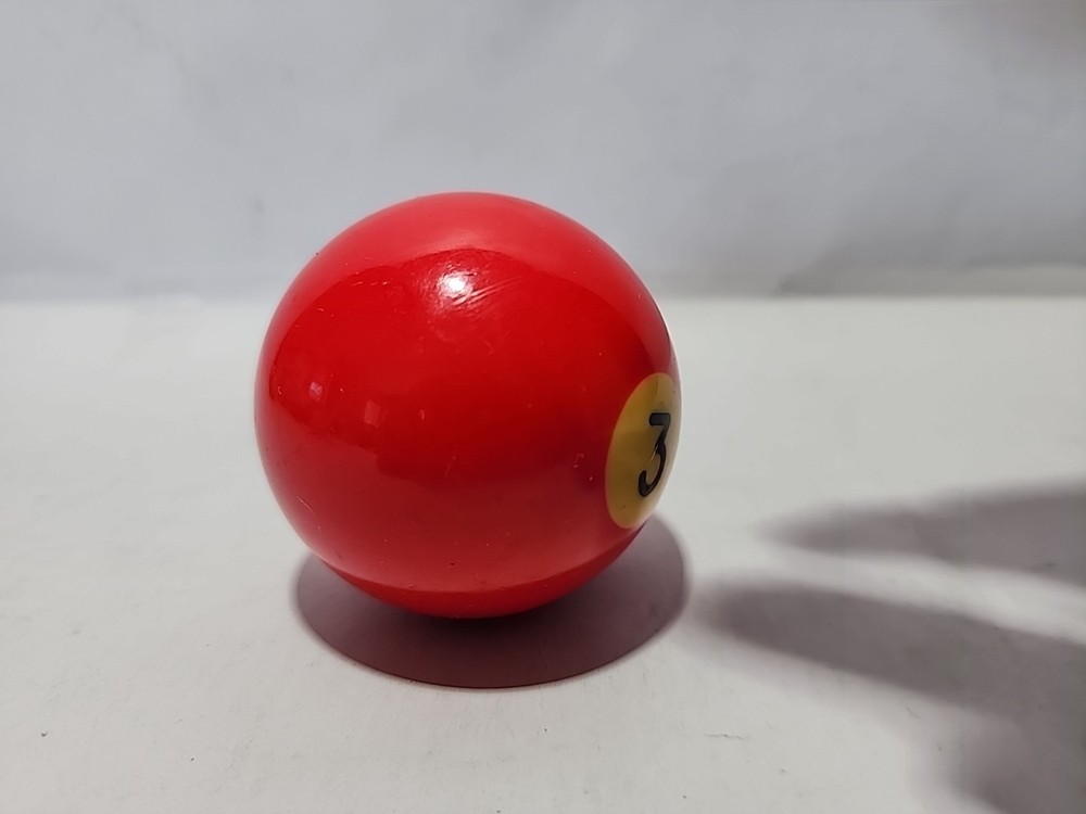 Vintage Replacement Billiard Pool Ball 2 1/4" Diameter #3 Solid Red Black Number