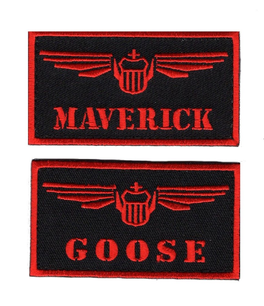 Pete Mitchell GOOSE NAME TAG 3.5 INCH HOOK 2 PC SET NAVY PATCH