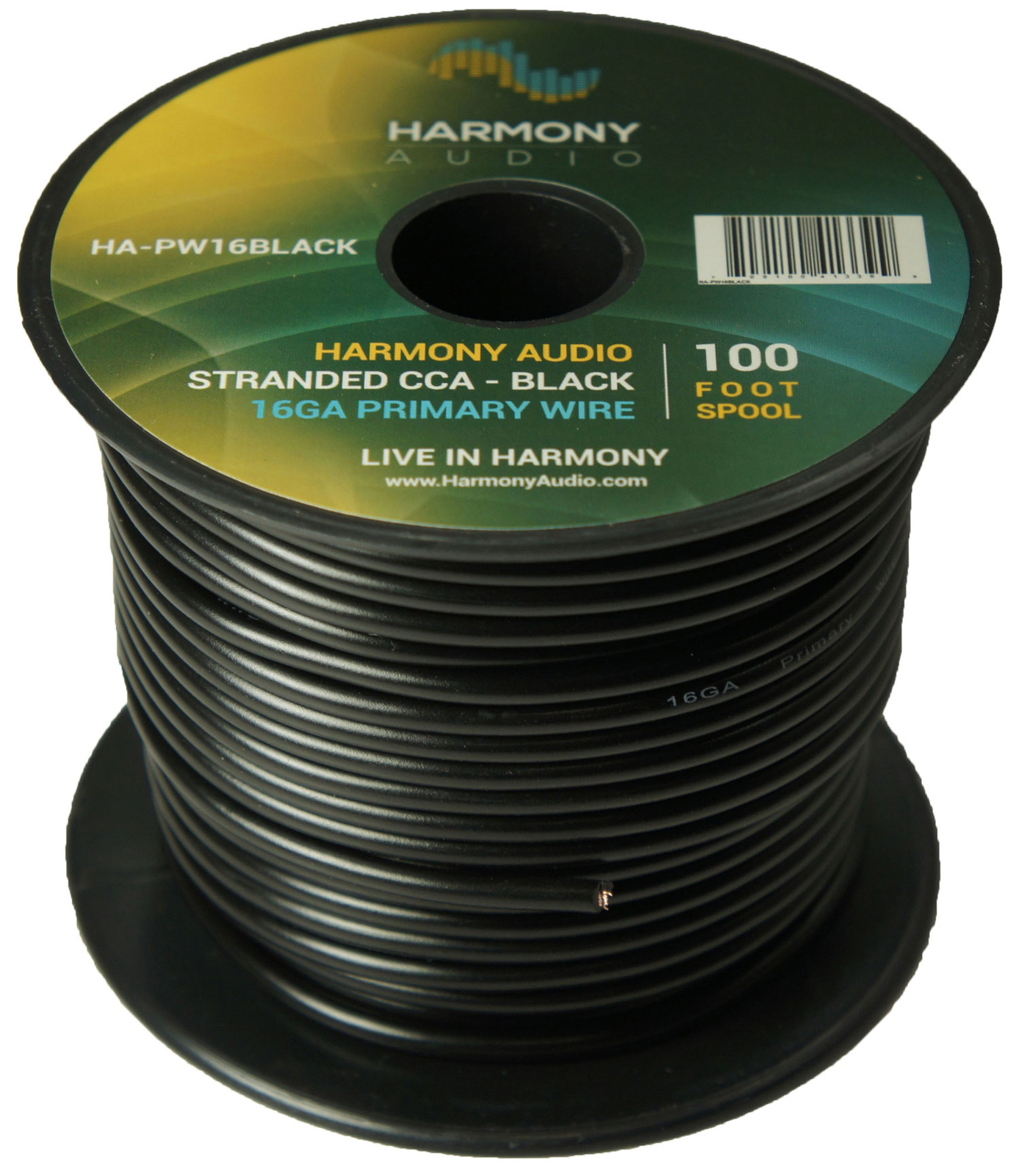 Harmony Car Primary 16 Gauge Power or Ground Wire 100 Feet Spool Black Cable New