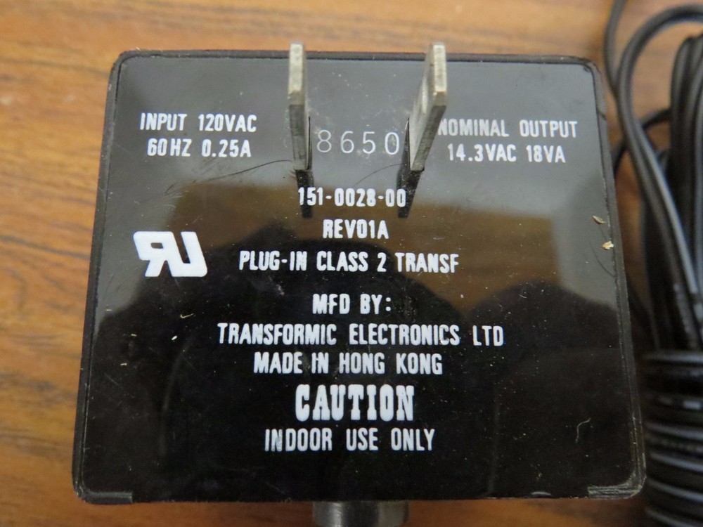 + Class 2 Transformer 151-0028-00 14.3VAC 18VA