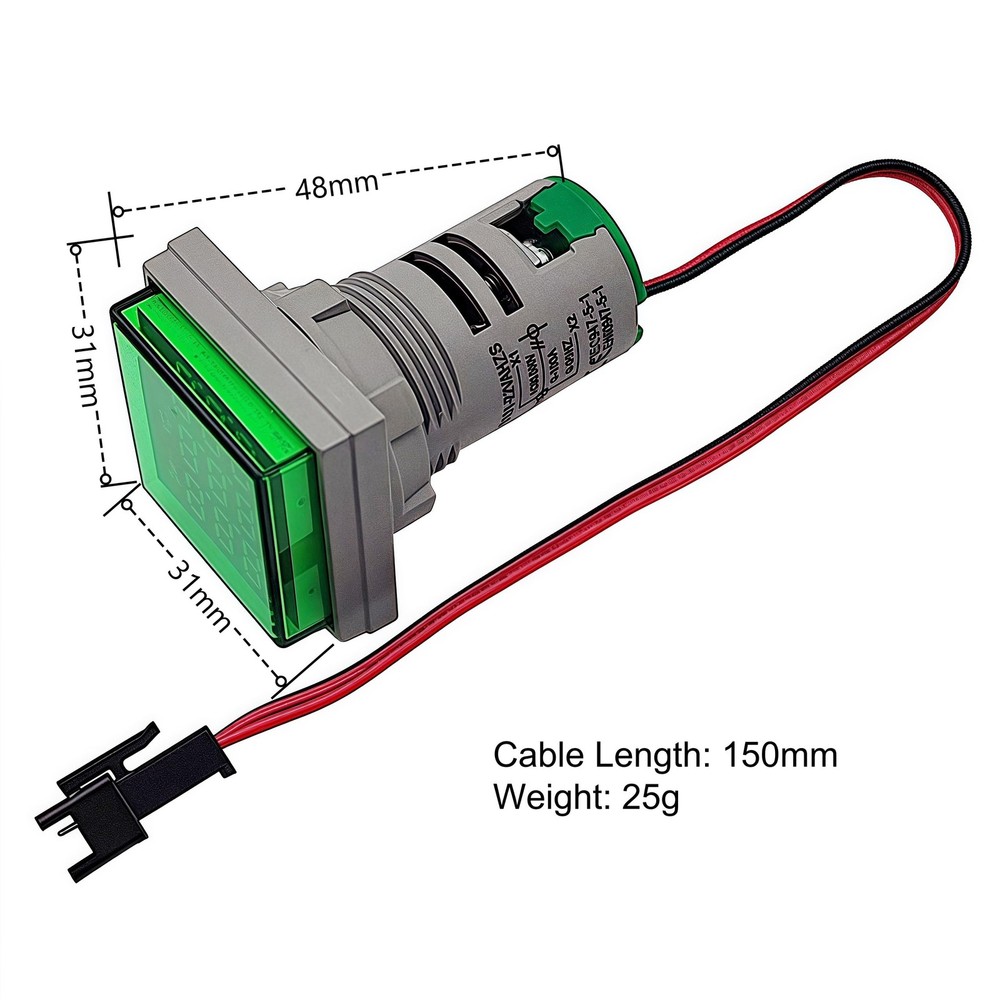2PCS 3 in 1 Digital AC Current Voltage Frequency Indicator Square LED Display...