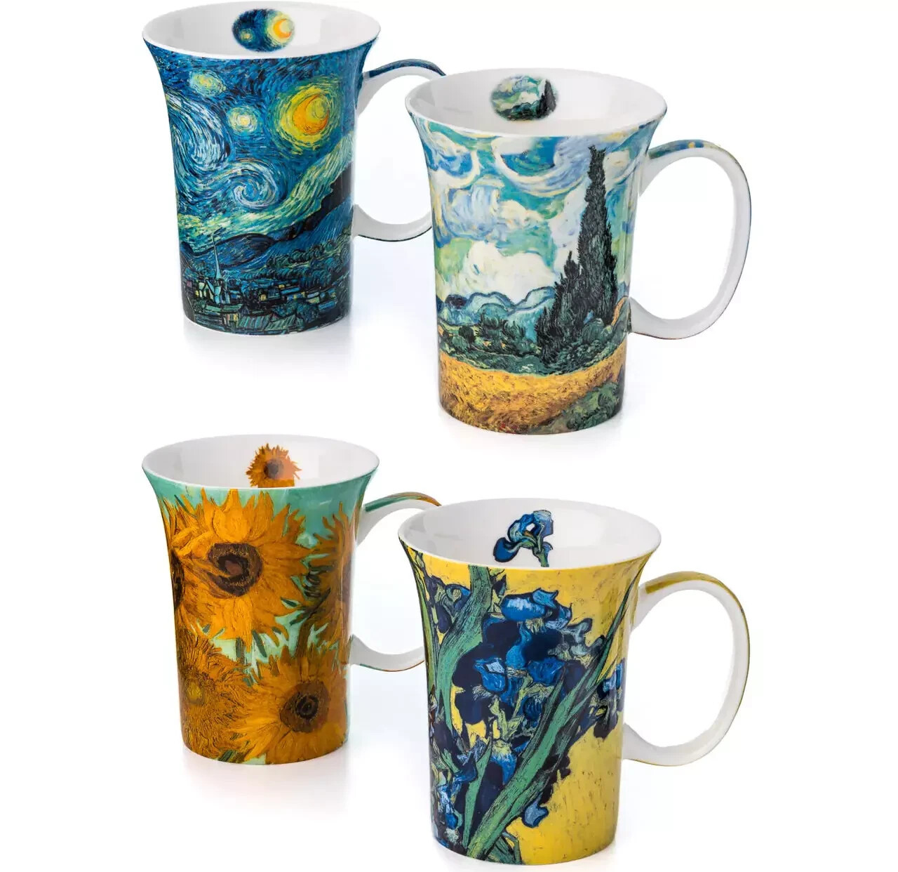 Van Gogh Mugs Set of 4 Fine China 12 oz Microwave and Dishwasher Safe New