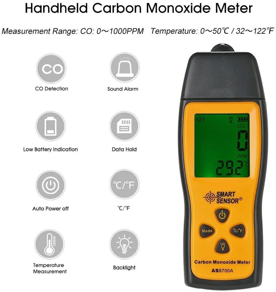 Handheld Carbon Monoxide Meter,CO Detector,Portable CO Gas Leak Detector Meter