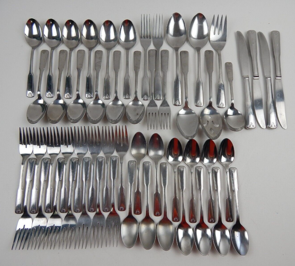 Oneida SHELTON Custom Stainless Flatware Spoons Forks Knives 54pc