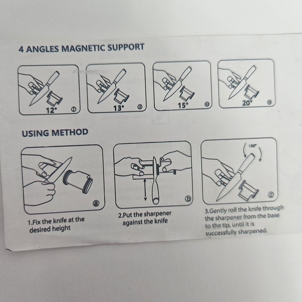 Rolling Knife Sharpener Ergonomic Handle Tool Diamond & Ceramic Grinding Wheels