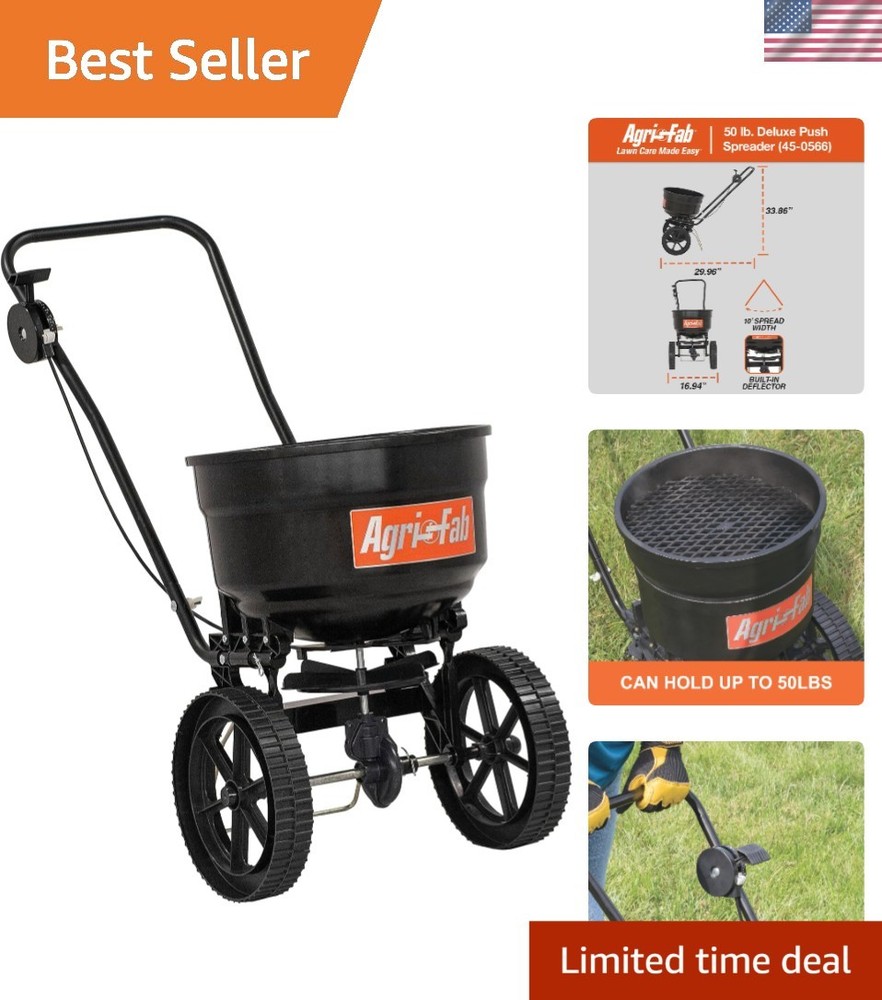 Efficient 50 lb Rust-Proof Broadcast Spreader for a Lush Lawn - Spring Ready!