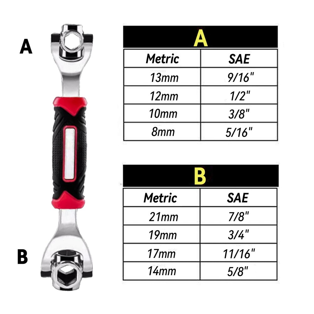 Universal 8 in 1 Socket Wrench Multi-function Tool with 360° Rotating Head, S...