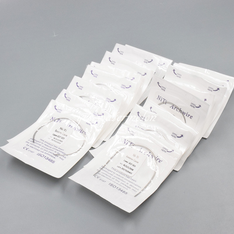 1 Pack 2 Pcs Dental NITI Reverse Curve Rectangular Arch Wires Upper/Lower Sizes