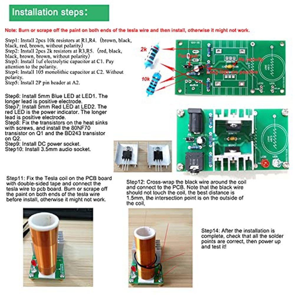 DIY For Tesla Coil Kit for Electronics Learning with Musical Plasma Effects