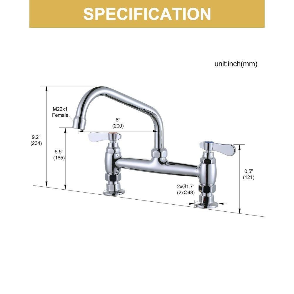 Multi-functional Double-Handle Deck Mounted Commercial Standard Kitchen Faucet