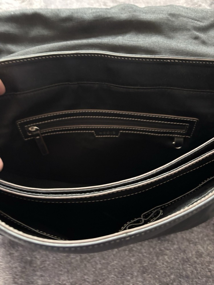 Lodis Black Leather Messenger Bag