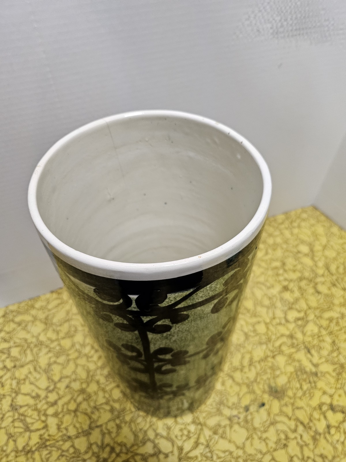 Vintage Art Pottery Hermes Style Umbrella Stand Signed Spain Mid-Century