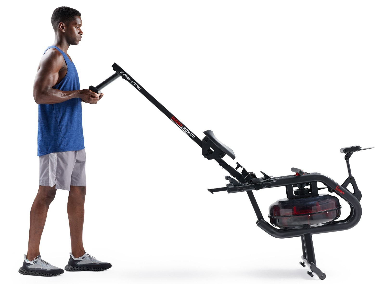 Smart Phantom Hydro Water Rowing Machine Foldable Home Cardio Workout Dual Rail