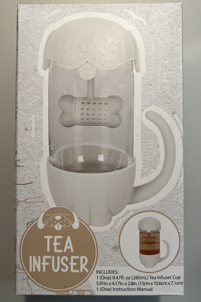 Tea Infuser Cup Dog with Bone Shaped Tea Strainer NEW