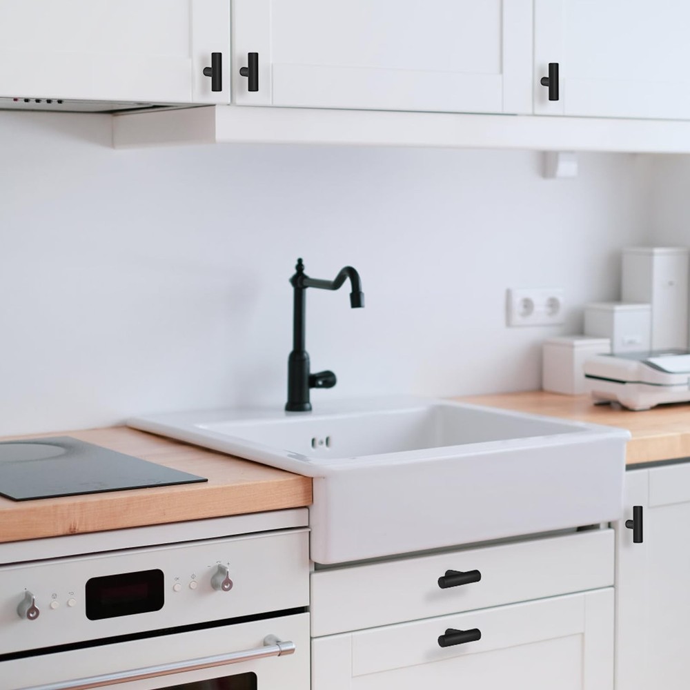 Estmoon 30 Pack Cabinet Knobs Matte Black Drawer Knobs Stainless Steel 2 Inch...