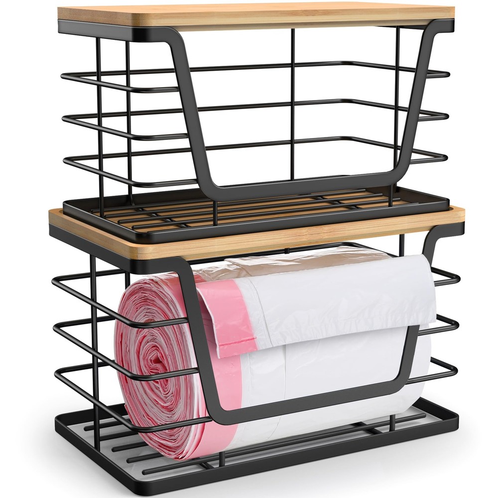 ALOCEO 2 Pack Storage Stackable 2-Pack - Medium&Small, - M&S Black