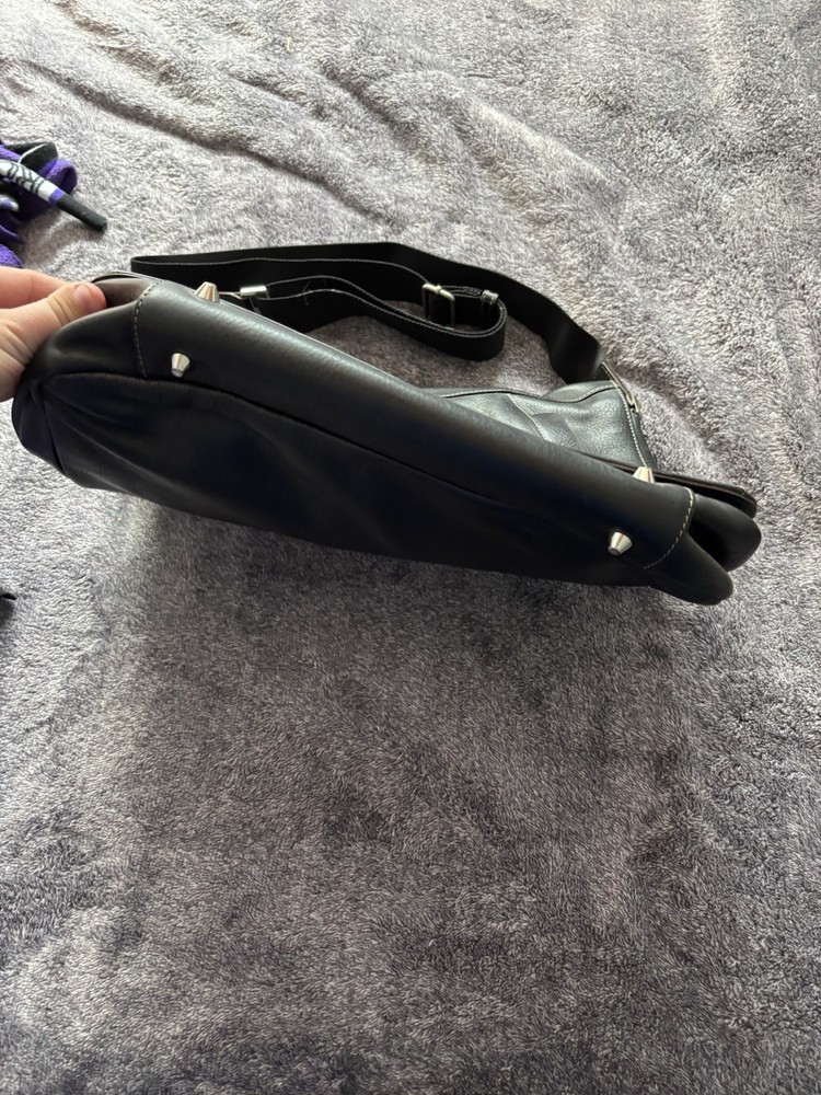 Lodis Black Leather Messenger Bag