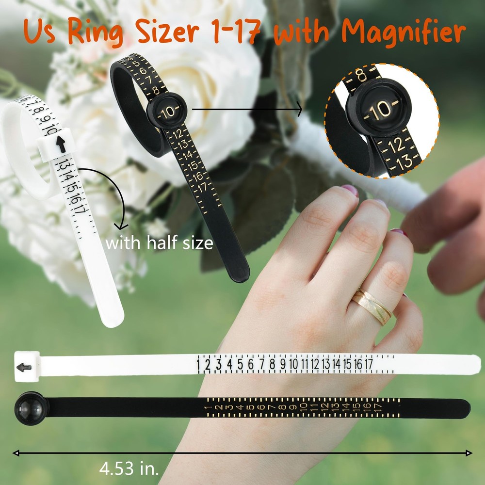Ring Sizer Measuring Tool 4-in-1 Set Sizing Kit, silver set