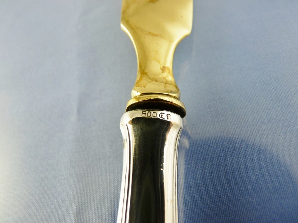 Unknown SCROLL BORDER MASTER BUTTER KNIFE SILVER 800 BY GERMAN MAKER