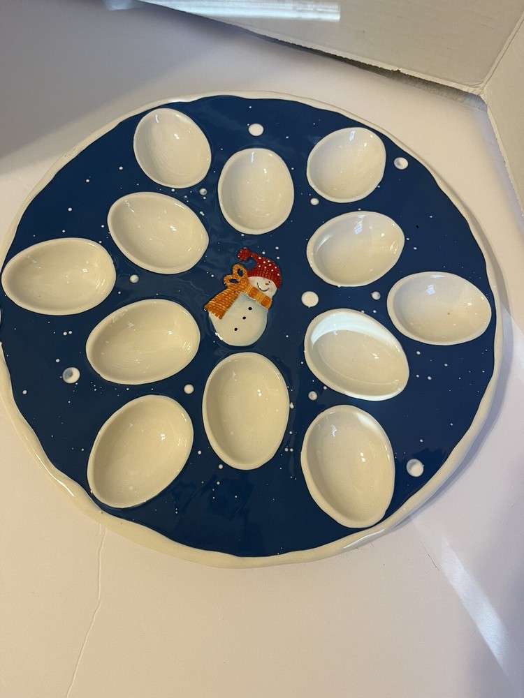 Saint Nicholas Square, Snow Days Hand Painted Deviled Egg platter