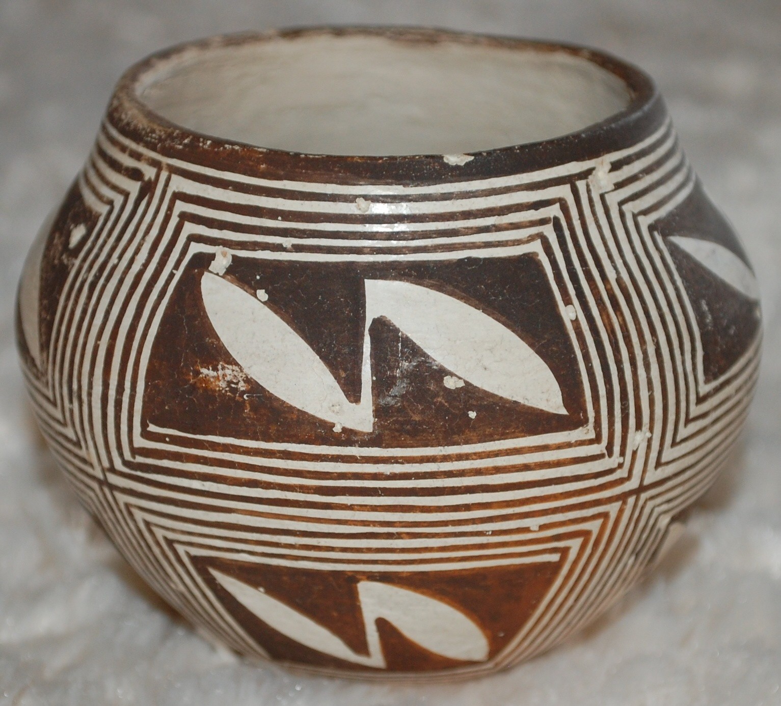 Acoma Clay Pottery Jar, 2.5" tall-3.5" diameter-signed on bottom Acoma NM, 1940