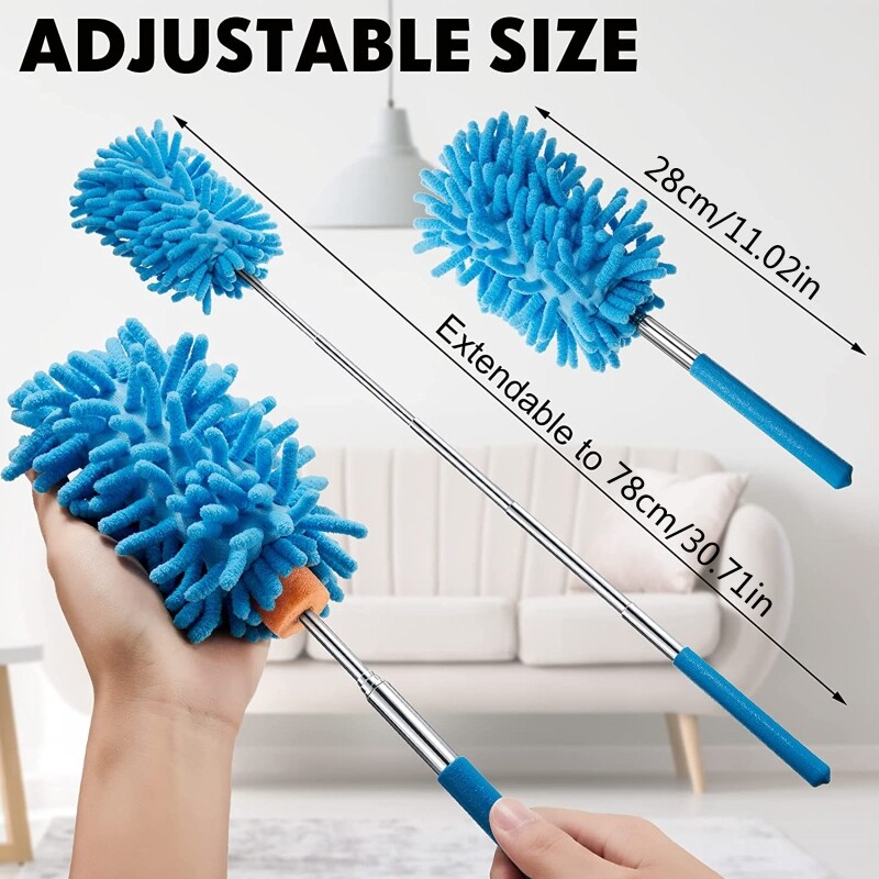 Extendable Adjustable Soft Chenille Duster Dusting Brush Cleaning Tool Washable